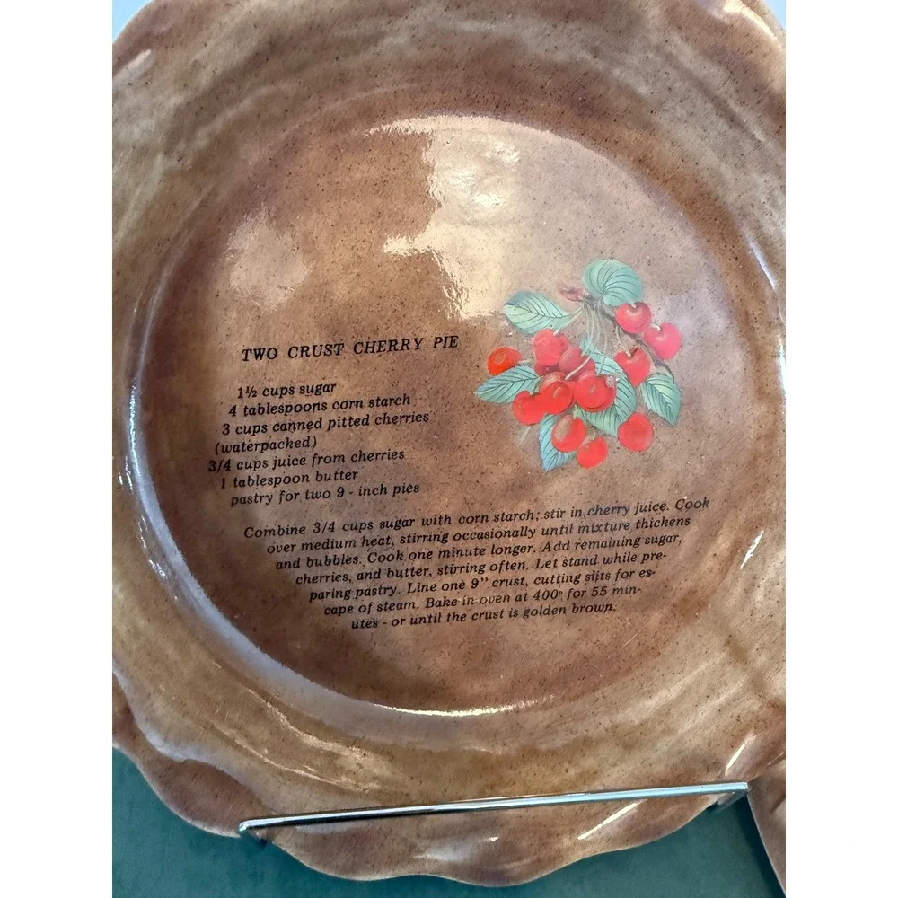 Vintage 1982 Ceramic Cherry Pie Baker with Lattice Lid